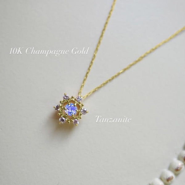 PETITE SNOW・10K/18K SOLID GOLD SNOW BIRTHSTONE & DIAMOND NECKLACE