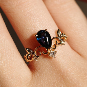 COCO ・18K CHAMPAGNE GOLD BLUE SAPPHIRE & DIAMOND RING