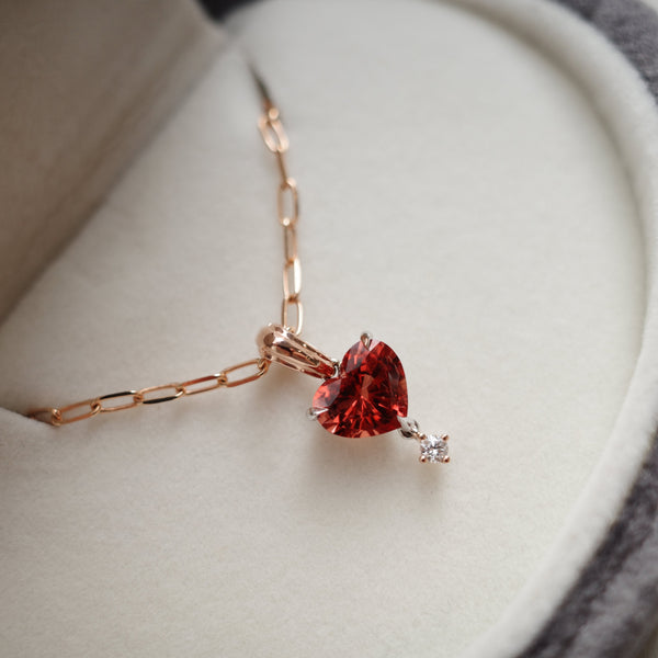 BESPOKE JEWELLERY・18K ROSE/ WHITE GOLD RED SPINEL DIAMOND PENDANT