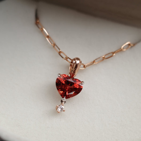 BESPOKE JEWELLERY・18K ROSE/ WHITE GOLD RED SPINEL DIAMOND PENDANT