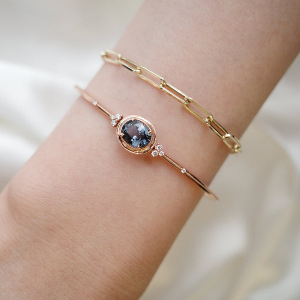 ONE OF A KIND・14K ROSE GOLD GREY SPINEL & DIAMOND BANGLE