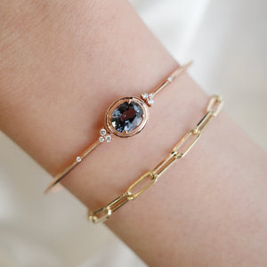 ONE OF A KIND・14K ROSE GOLD GREY SPINEL & DIAMOND BANGLE