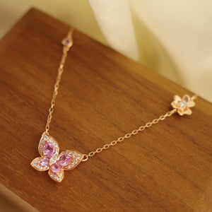 THE GARDEN・14K ROSE GOLD PINK SAPPHIRE & DIAMOND NECKLACE