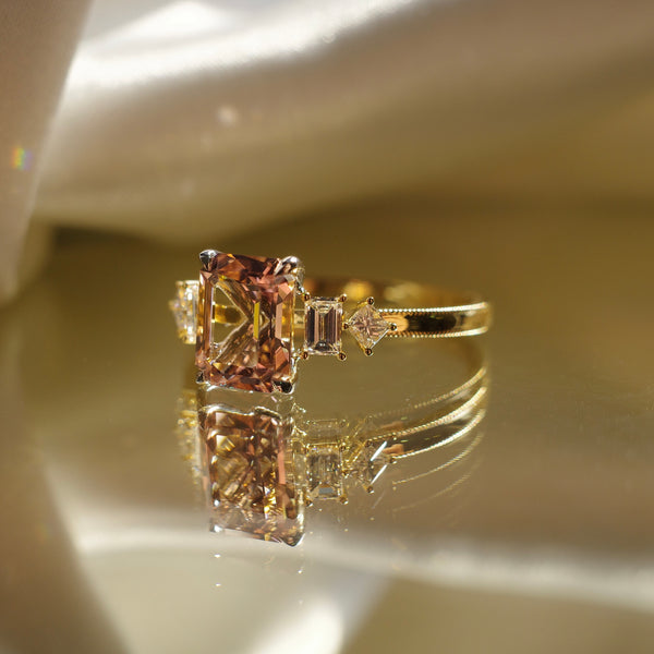 BESPOKE JEWELLERY・18K WHITE/ ROSE GOLD TOURMALINE & DIAMOND RING