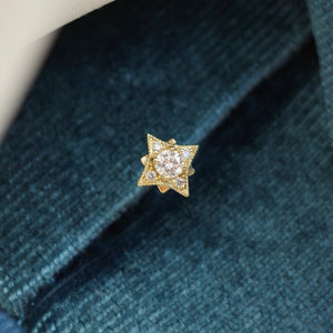 8 STAR・14K SOLID GOLD DIAMOND EARRING (SINGLE PIECE)
