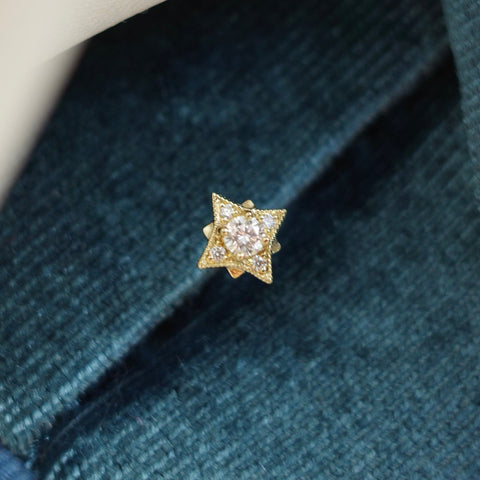 8 STAR・14K SOLID GOLD DIAMOND EARRING (SINGLE PIECE)