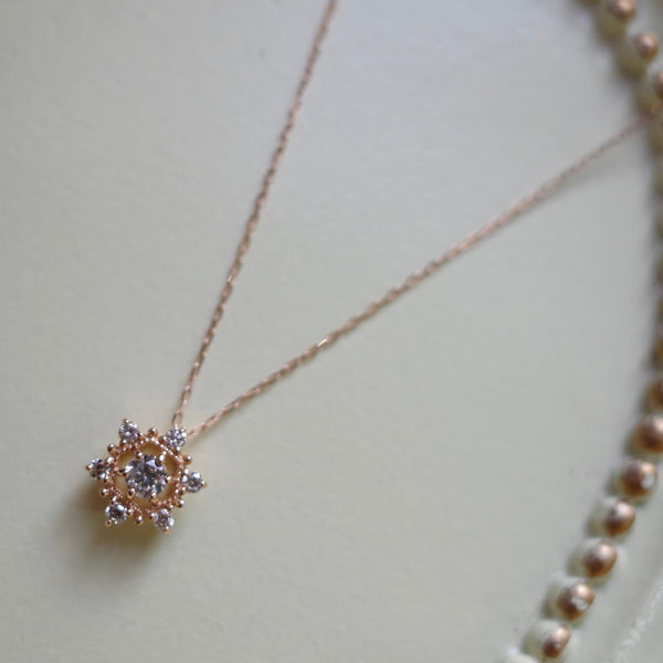 PETITE SNOW・10K/18K SOLID GOLD SNOW BIRTHSTONE & DIAMOND NECKLACE