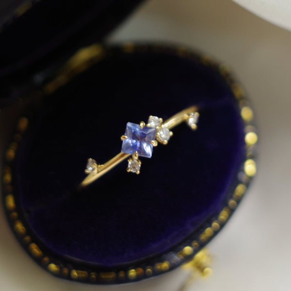 EVELYN RING・18K SOLID GOLD SAPPHIRE & DIAMOND RING