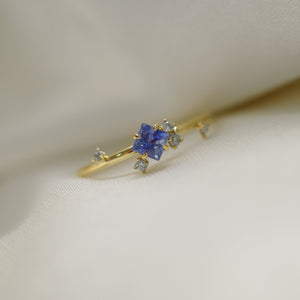 EVELYN RING・18K SOLID GOLD SAPPHIRE & DIAMOND RING