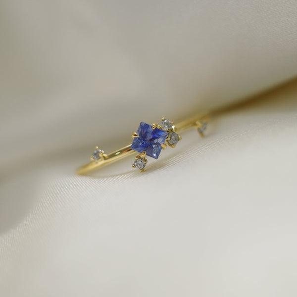 EVELYN RING・18K SOLID GOLD SAPPHIRE & DIAMOND RING