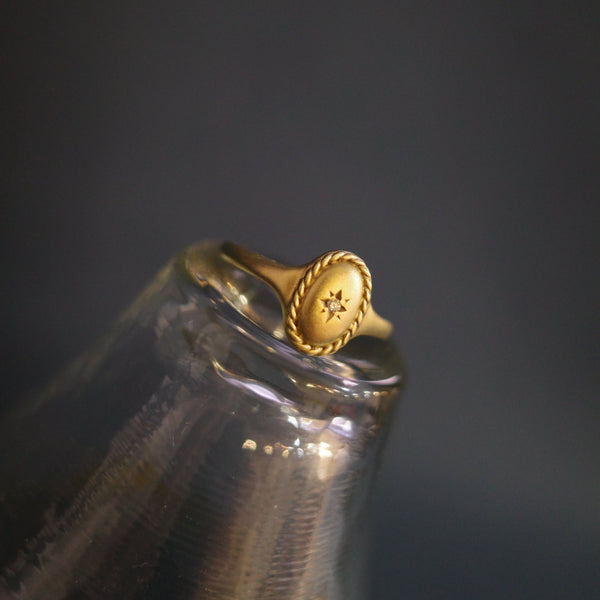 STARRY SIGNET RING・10K SOLID GOLD DIAMOND RING