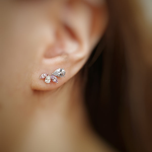 PHOENIX EARRING・14K WHITE GOLD SAPPHIRE & DIAMOND EARRING