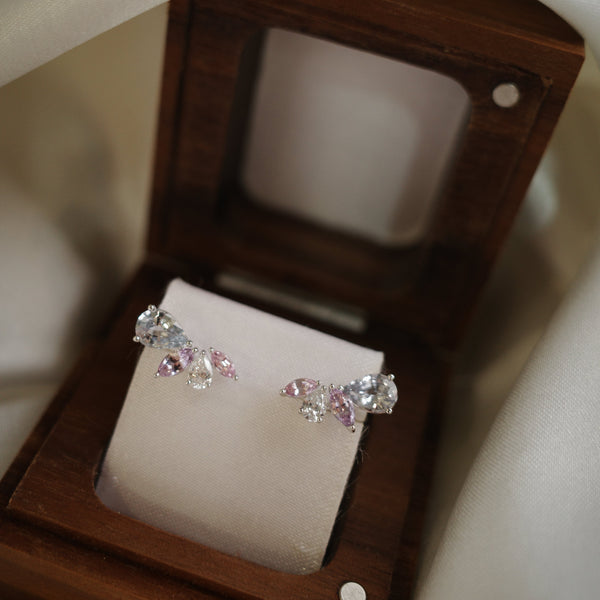 PHOENIX EARRING・14K WHITE GOLD SAPPHIRE & DIAMOND EARRING