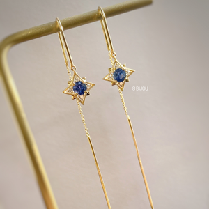 8 STAR・18K CHAMPAGNE GOLD SAPPHIRE & DIAMOND EARRINGS