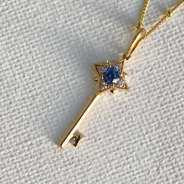 8 STAR・14K/ 18K SOLID GOLD SAPPHIRE & DIAMOND PENDANT