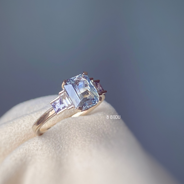 BESPOKE JEWELLERY・18K BEIGE GOLD PARTI SAPPHIRE/ SPINEL & DIAMOND RING