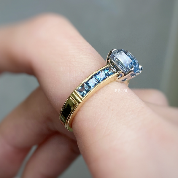 BESPOKE JEWELLERY・18K WHITE/ CHAMPAGNE GOLD PARTI-SAPPHIRE RING