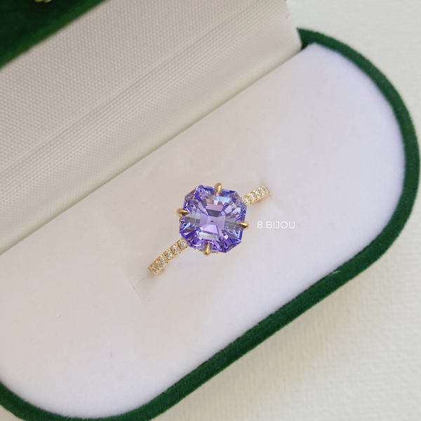 BESPOKE JEWELLERY・18K CHAMPAGNE GOLD TANZANITE & DIAMOND RING (4689033887843)