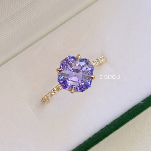BESPOKE JEWELLERY・18K CHAMPAGNE GOLD TANZANITE & DIAMOND RING (4689033887843)