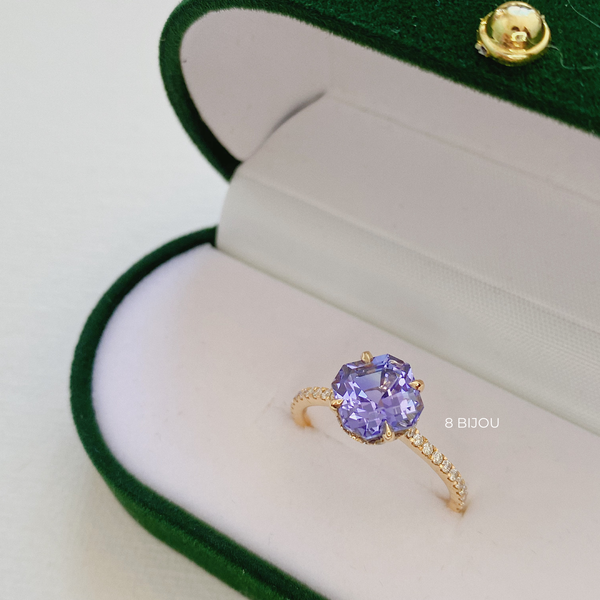 BESPOKE JEWELLERY・18K CHAMPAGNE GOLD TANZANITE & DIAMOND RING (4689033887843)