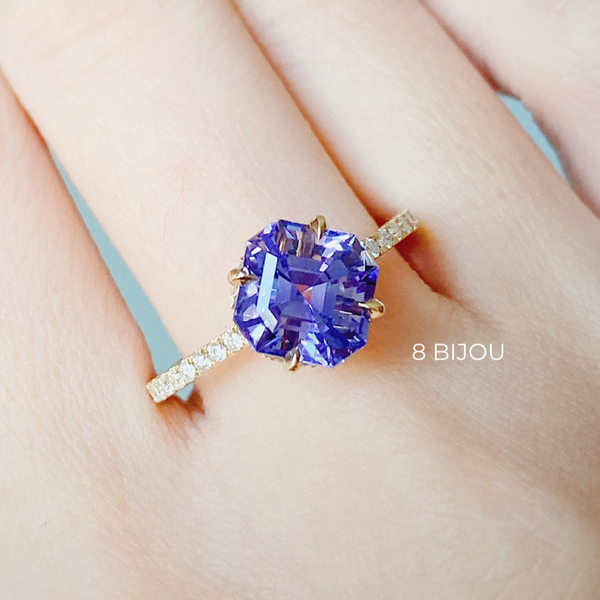 BESPOKE JEWELLERY・18K CHAMPAGNE GOLD TANZANITE & DIAMOND RING (4689033887843)