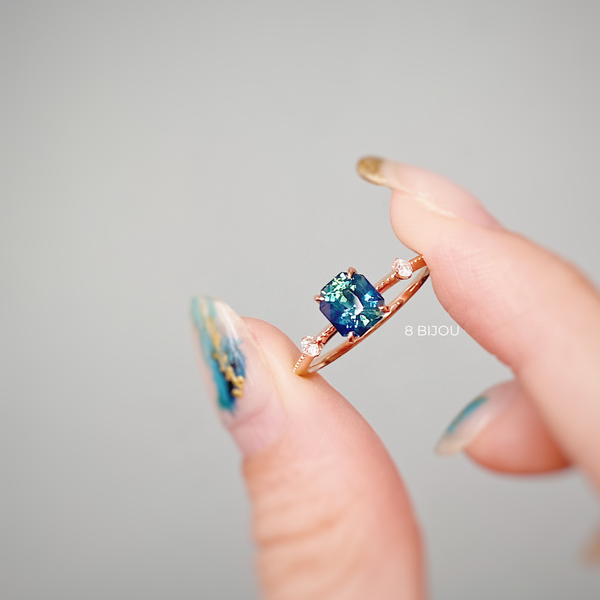 VINTAGE VELVET・18K ROSE GOLD PARTI SAPPHIRE & DIAMOND RING (4690288738403)