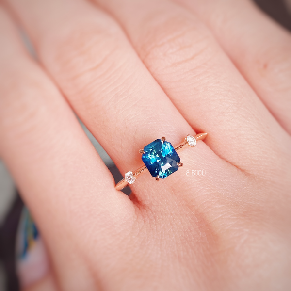 VINTAGE VELVET・18K ROSE GOLD PARTI SAPPHIRE & DIAMOND RING (4690288738403)
