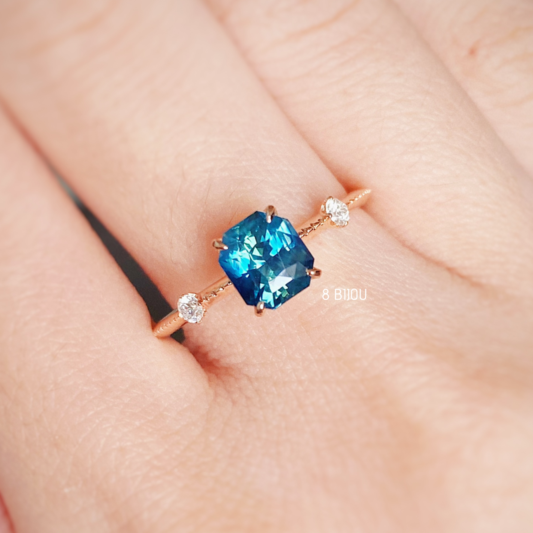 VINTAGE VELVET・18K ROSE GOLD PARTI SAPPHIRE & DIAMOND RING (4690288738403)