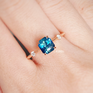 VINTAGE VELVET・18K ROSE GOLD PARTI SAPPHIRE & DIAMOND RING (4690288738403)