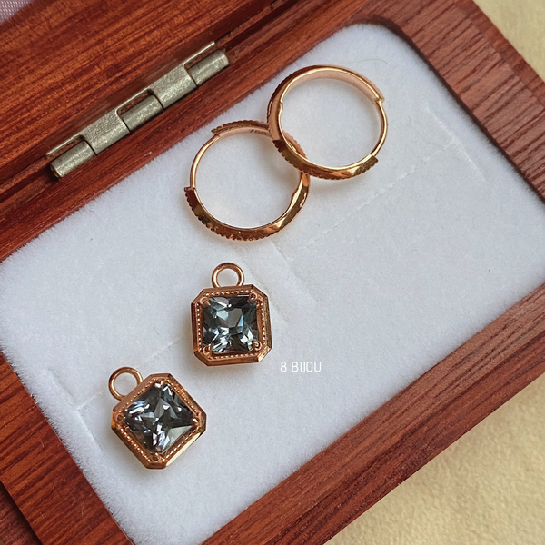 VINTAGE MICHELLE・18K ROSE GOLD SPINEL DETACHABLE EARRINGS (4706409480291)