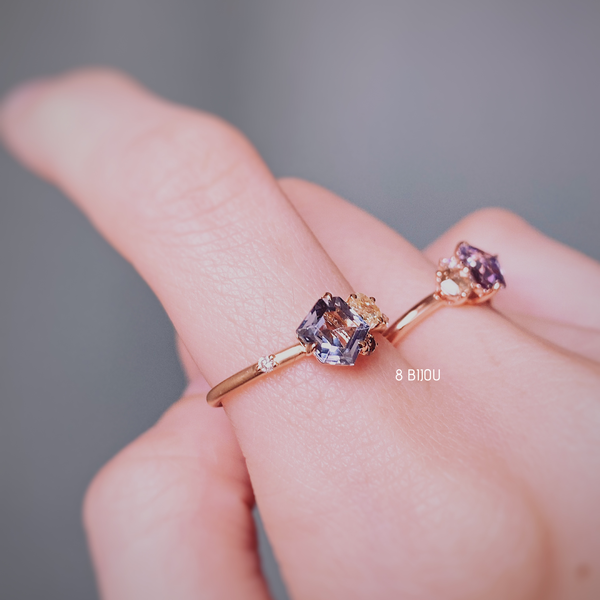 VINTAGE BUBBLE・18K ROSE GOLD LAVENDER SPINEL & FANCY DIAMOND RING (4711259537507)