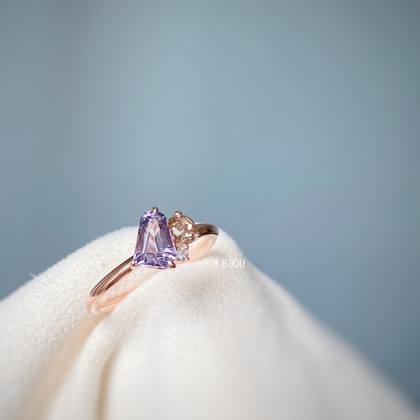 VINTAGE BUBBLE・18K ROSE GOLD LAVENDER SPINEL & FANCY DIAMOND RING (4711259537507)