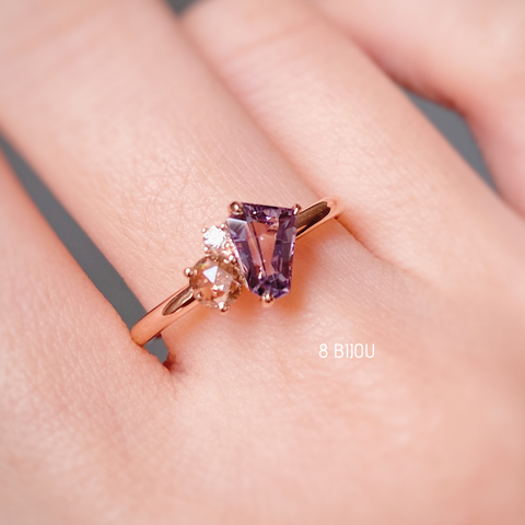 VINTAGE BUBBLE・18K ROSE GOLD LAVENDER SPINEL & FANCY DIAMOND RING (4711259537507)