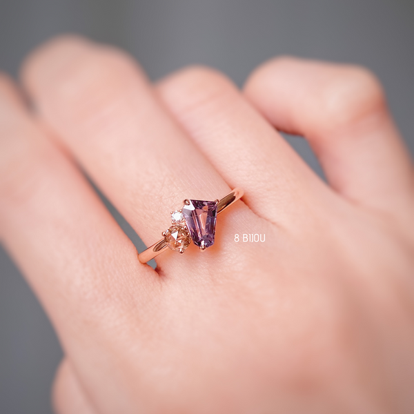 VINTAGE BUBBLE・18K ROSE GOLD LAVENDER SPINEL & FANCY DIAMOND RING (4711259537507)