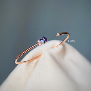 VINTAGE BUBBLE・18K ROSE GOLD VIOLET BLUE SPINEL & FANCY DIAMOND BANGLE (4711262257251)
