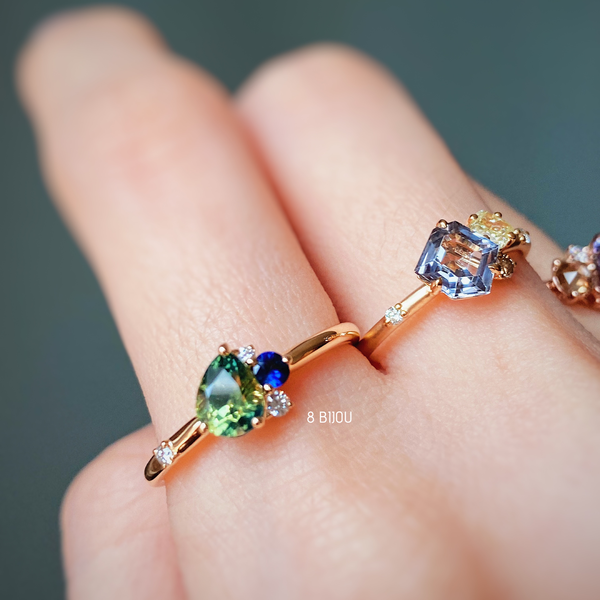 VINTAGE BUBBLE・18K ROSE GOLD GREY SPINEL & FANCY DIAMOND RING (4711267008611)