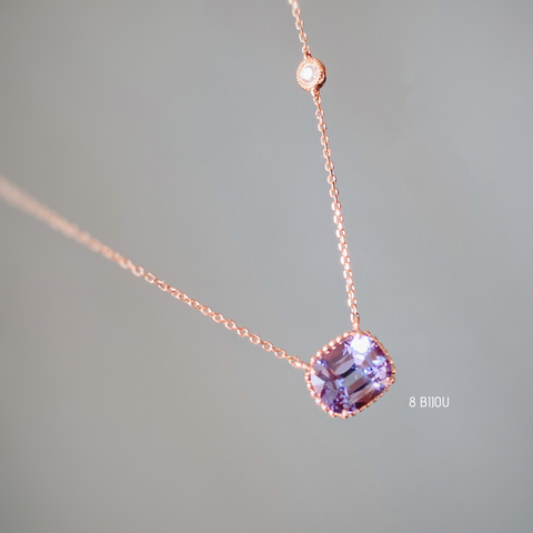 BESPOKE JEWELLERY・18K ROSE GOLD LAVENDER SPINEL DIAMOND NECKLACE (4738748416099)