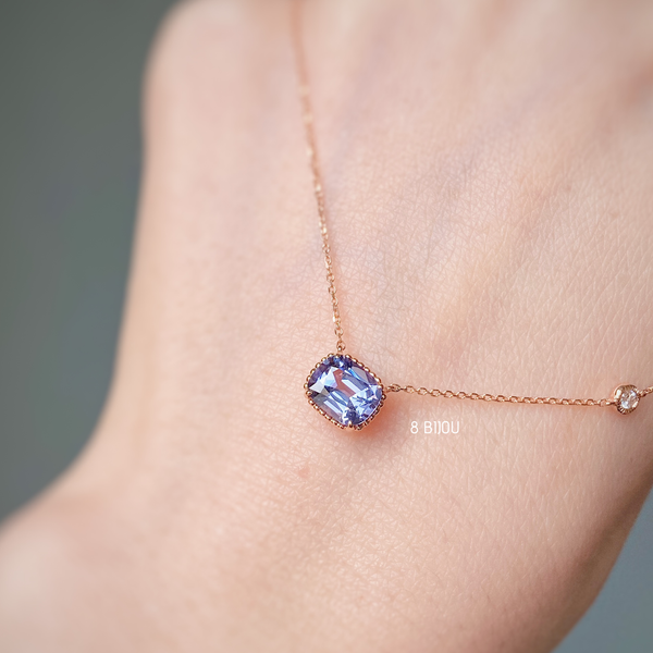 BESPOKE JEWELLERY・18K ROSE GOLD LAVENDER SPINEL DIAMOND NECKLACE (4738748416099)