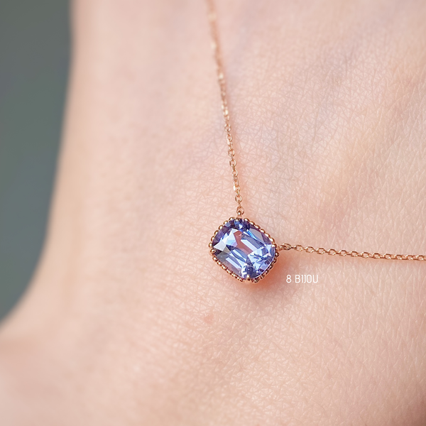 BESPOKE JEWELLERY・18K ROSE GOLD LAVENDER SPINEL DIAMOND NECKLACE (4738748416099)