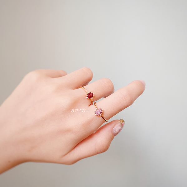 PETITE VINTAGE・18K ROSE GOLD RED SPINEL & DIAMOND RING (4688708501603)