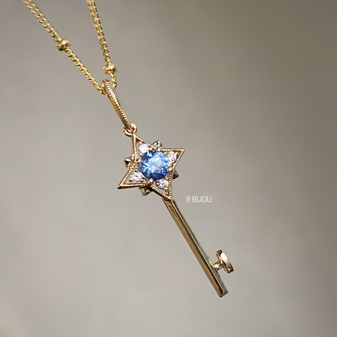 8 STAR・14K/ 18K SOLID GOLD SAPPHIRE & DIAMOND PENDANT