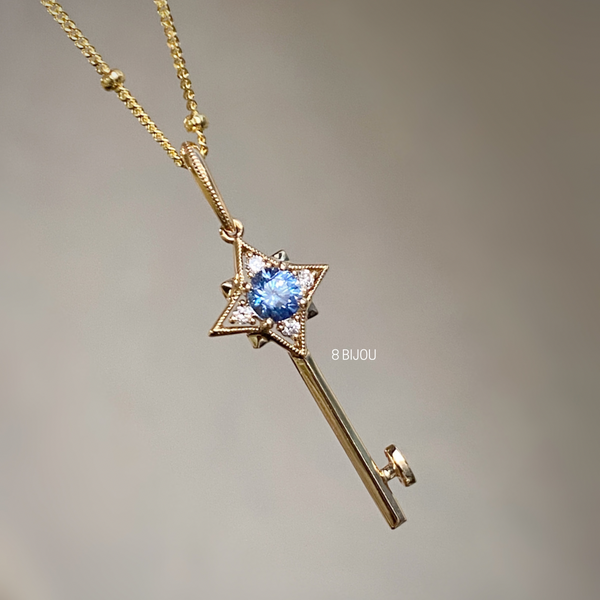 8 STAR・14K/ 18K SOLID GOLD SAPPHIRE & DIAMOND PENDANT