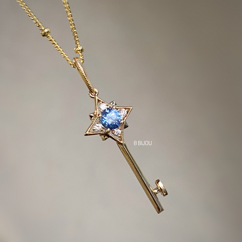 8 STAR・14K/ 18K SOLID GOLD SAPPHIRE & DIAMOND PENDANT
