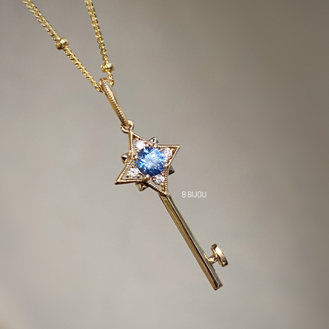 8 STAR・18K CHAMPAGNE GOLD SAPPHIRE & DIAMOND PENDANT