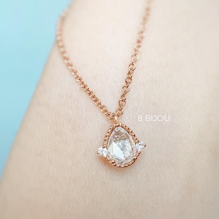BESPOKE JEWELLERY・18K ROSE GOLD ROSE CUT DIAMOND NECKLACE (4689601331299)