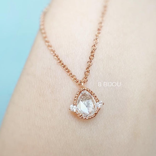 BESPOKE JEWELLERY・18K ROSE GOLD ROSE CUT DIAMOND NECKLACE (4689601331299)