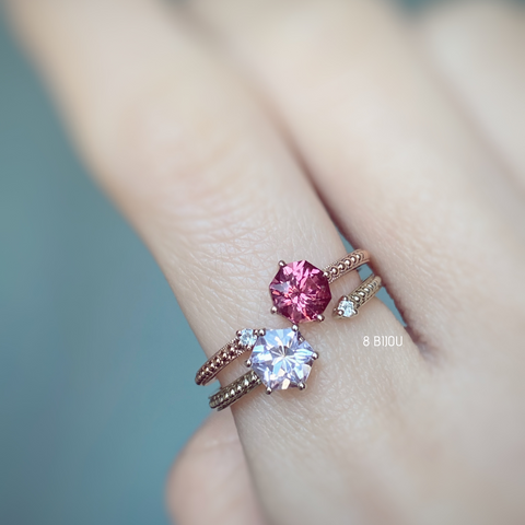 PETITE VINTAGE・14K ROSE GOLD RED SPINEL & DIAMOND RING