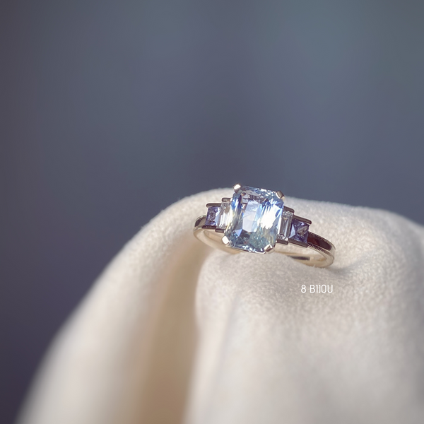 BESPOKE JEWELLERY・18K BEIGE GOLD PARTI SAPPHIRE/ SPINEL & DIAMOND RING