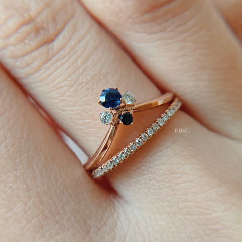 VINTAGE BUBBLE・18K ROSE GOLD SAPPHIRE & DIAMOND RING (4689003184227)