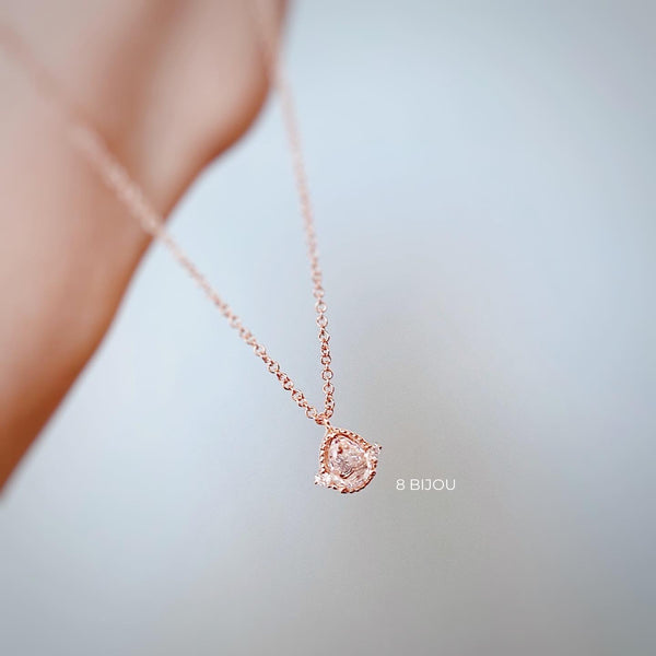 BESPOKE JEWELLERY・18K ROSE GOLD ROSE CUT DIAMOND NECKLACE (4689601331299)
